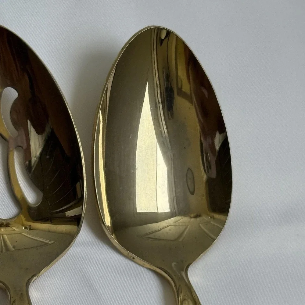 Reed & Barton Ultra Select Gold Plate Serving Set Fork‎ Spoon Slotted VTG